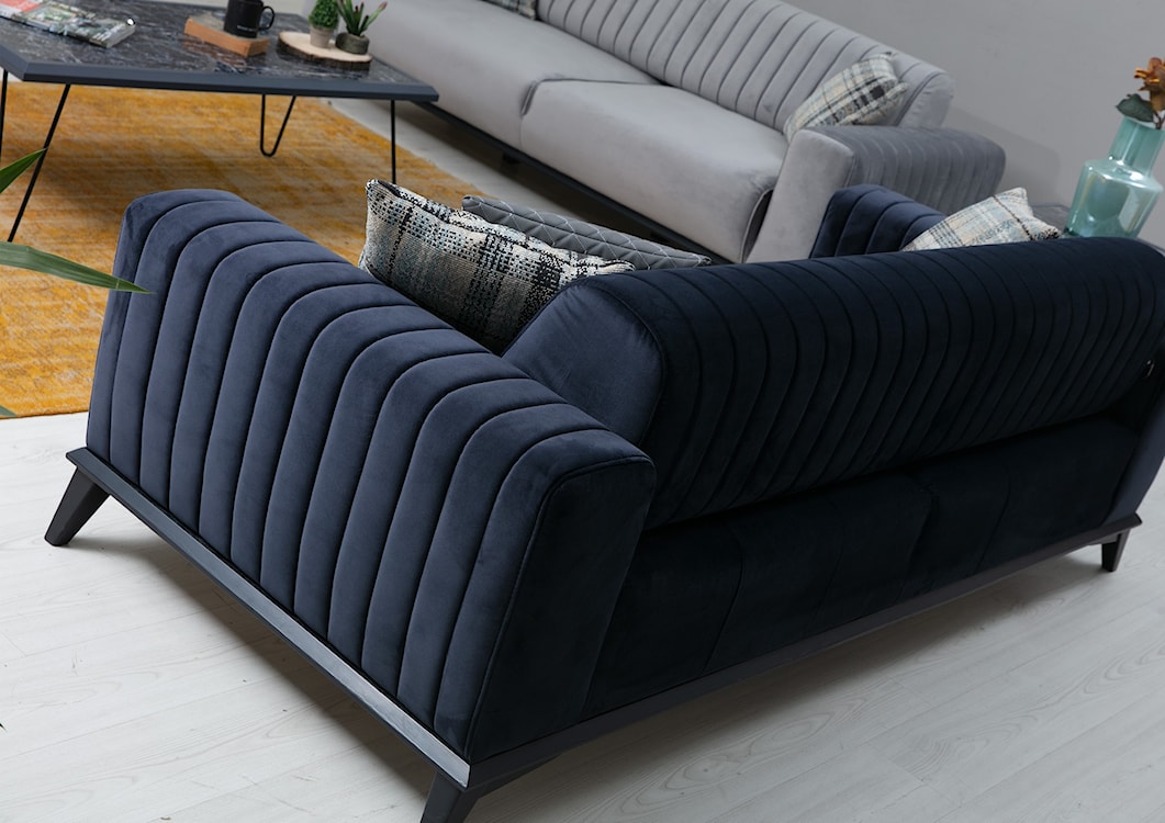 Sofa trzyosobowa Michiles 220 cm granatowa velvet  - zdjęcie 7