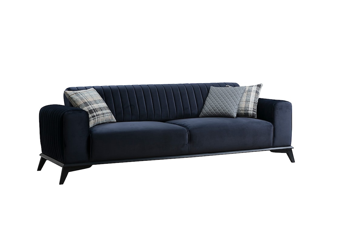 Sofa trzyosobowa Michiles 220 cm granatowa velvet  - zdjęcie 2