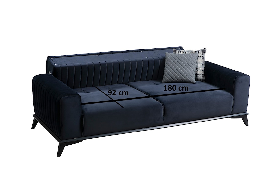 Sofa trzyosobowa Michiles 220 cm granatowa velvet  - zdjęcie 5