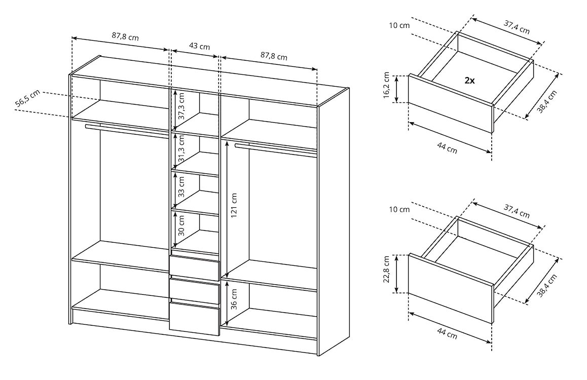 Szafa Grejs 230 cm harmonijkowa dąb craft złoty / biała  - zdjęcie 7