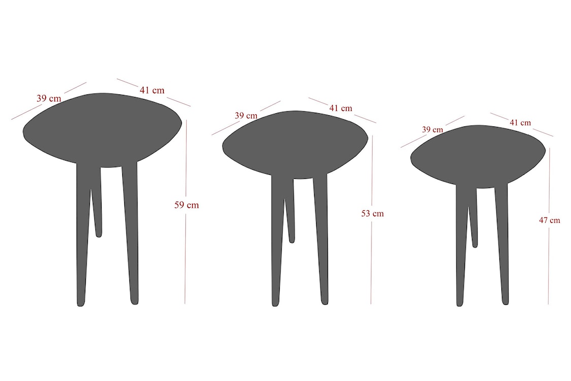 Zestaw trzech stolików kawowych Surpen orzech  - zdjęcie 3