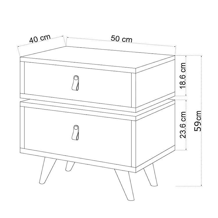 Szafka nocna Liosa z dwoma szufladami dąb/biały  - zdjęcie 4