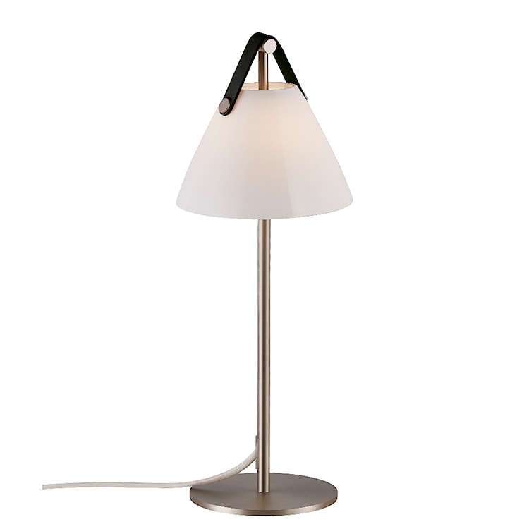 Lampa stołowa Strap srebrna ze skórzanym paskiem  - zdjęcie 2