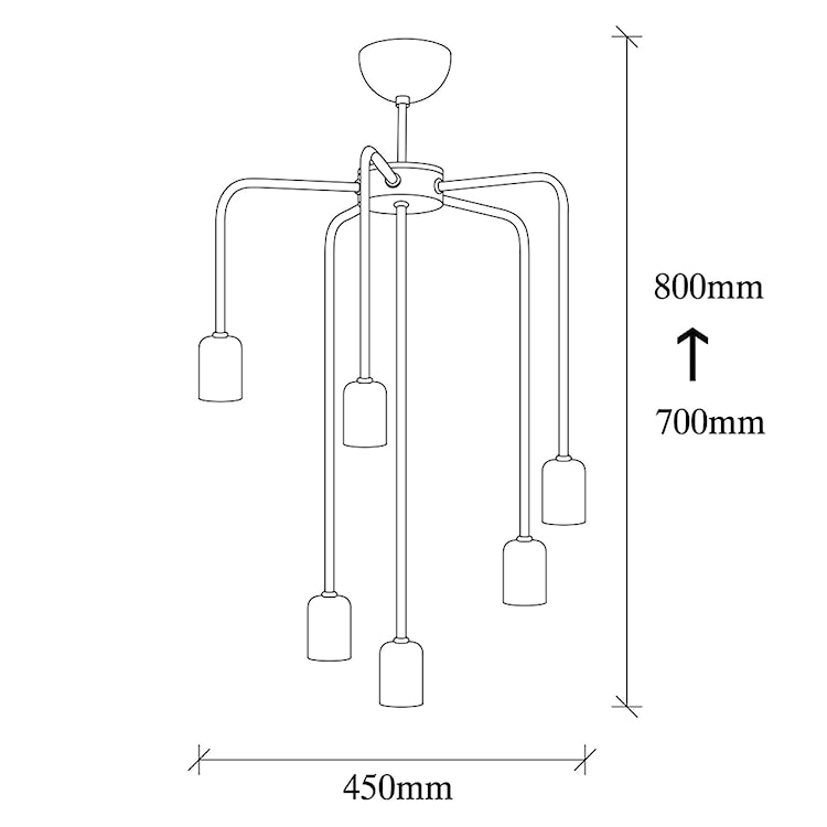 Żyrandol sufitowy Nondity x6 czarny/nikiel  - zdjęcie 9