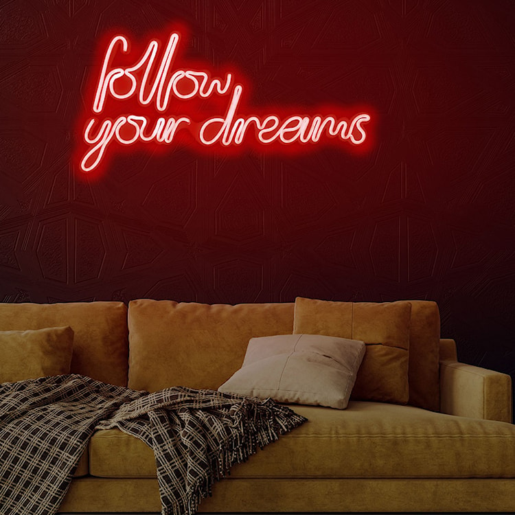 Neon na ścianę Letely z napisem Follow Your Dreams czerwony  - zdjęcie 4