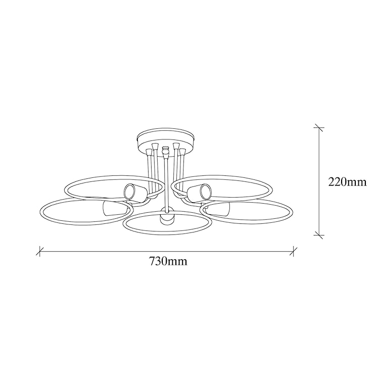 Lampa sufitowa Quibess x5 czarna/ złoty vinatge  - zdjęcie 4