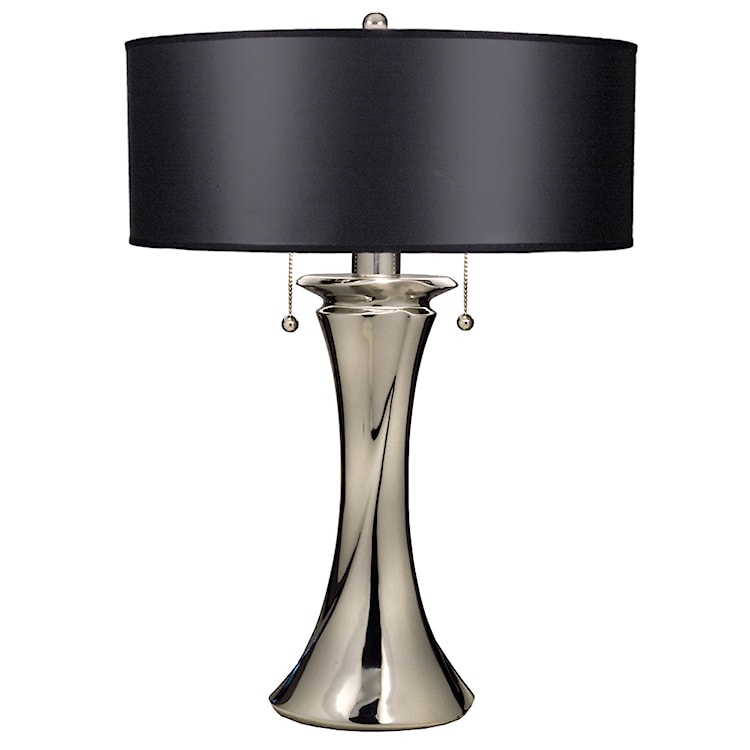 Lampa stołowa Mahna z lnianym kloszem czarna/nikiel  - zdjęcie 2