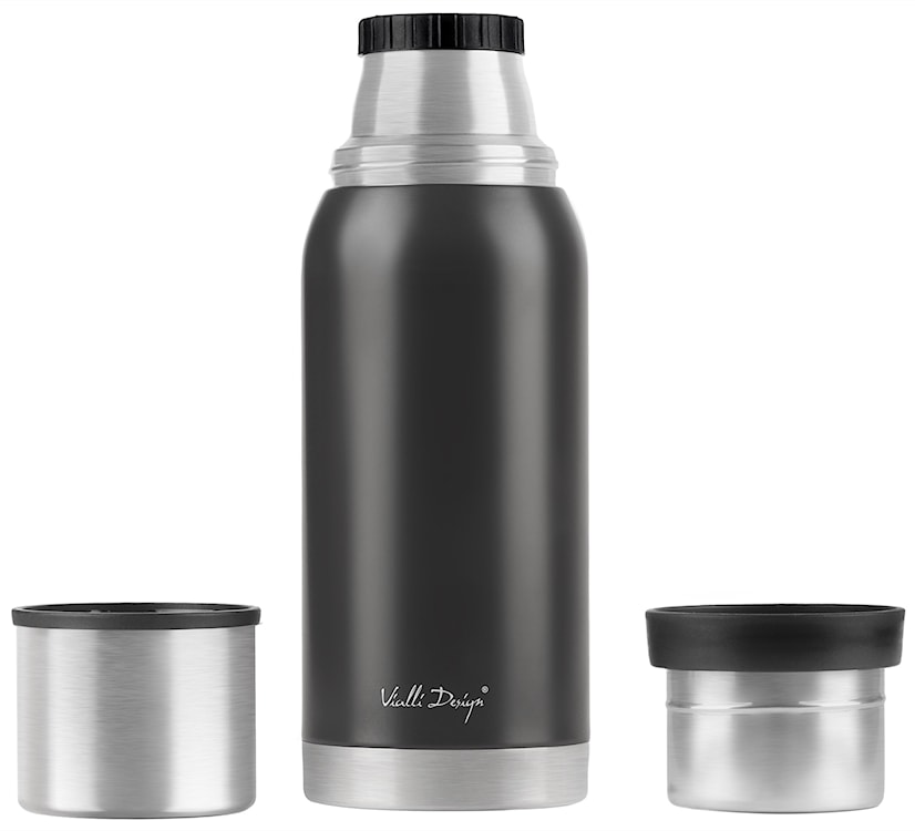 Termos turystyczny z 2 kubkami Fuori 1L grafitowy  - zdjęcie 12