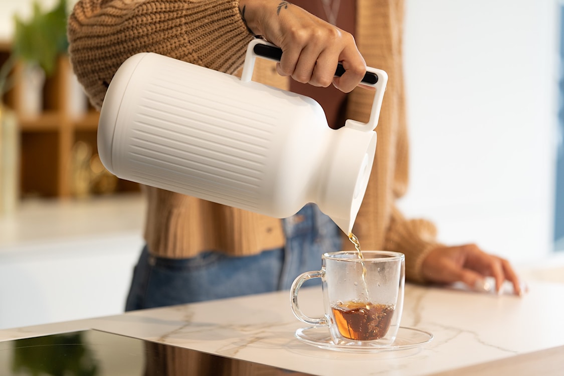 Termos z wkładem szklanym Lungo 1L biały  - zdjęcie 5