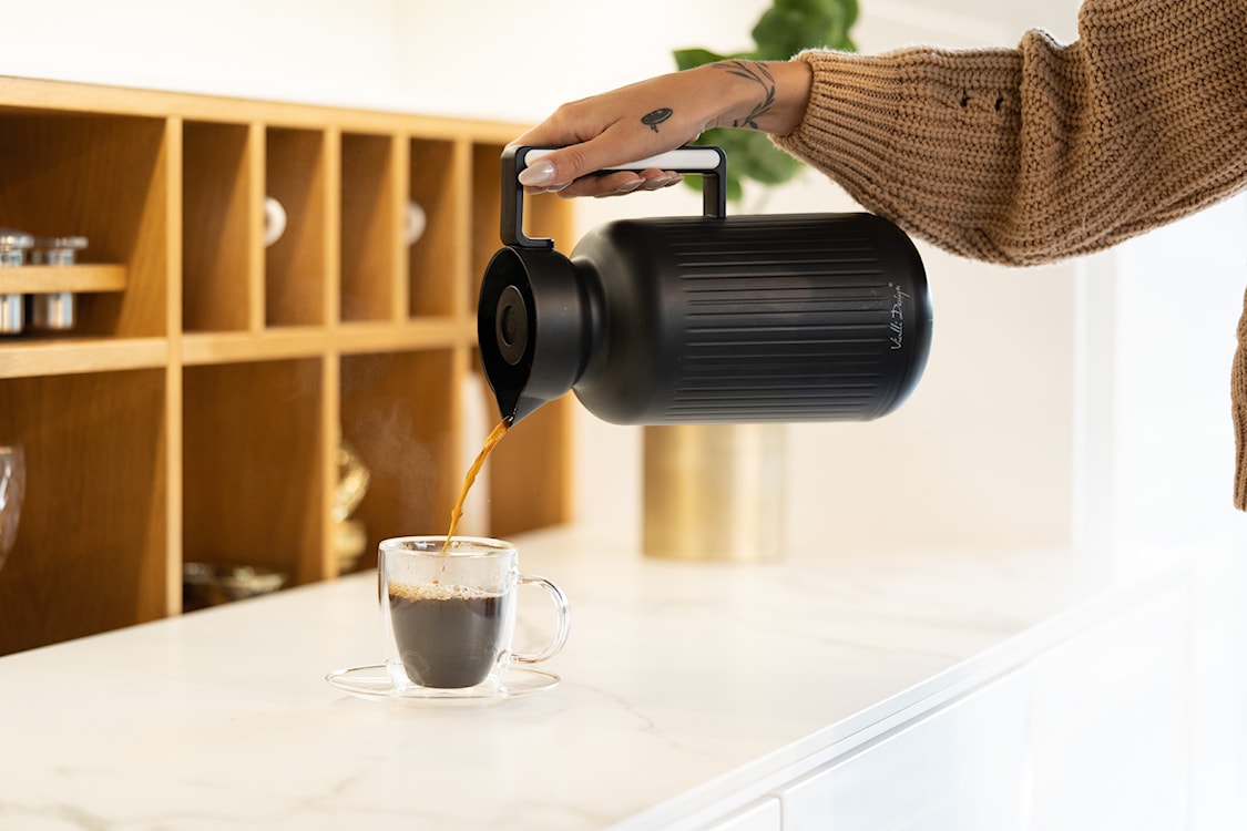 Termos z wkładem szklanym Lungo 1L czarny  - zdjęcie 4