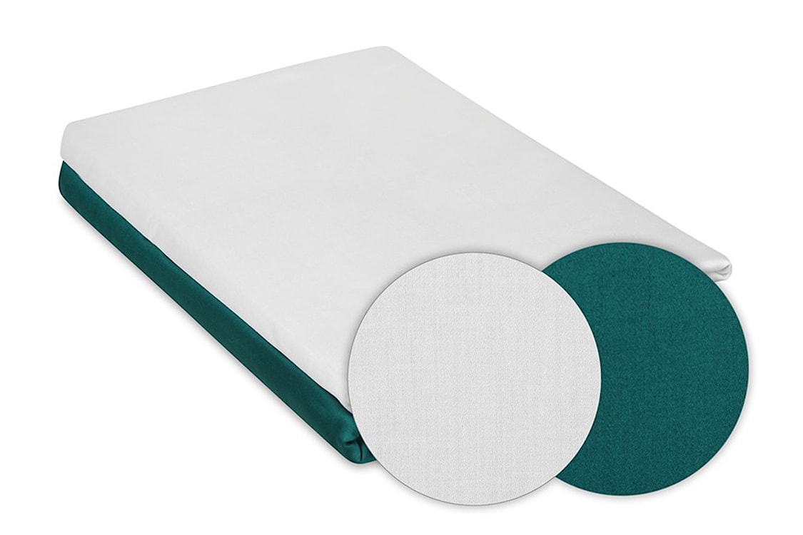 Pościel satynowa Double Face 200x140 cm z poszewką na poduszkę 80x70 cm dwustronna biała-butelkowa zieleń  - zdjęcie 3