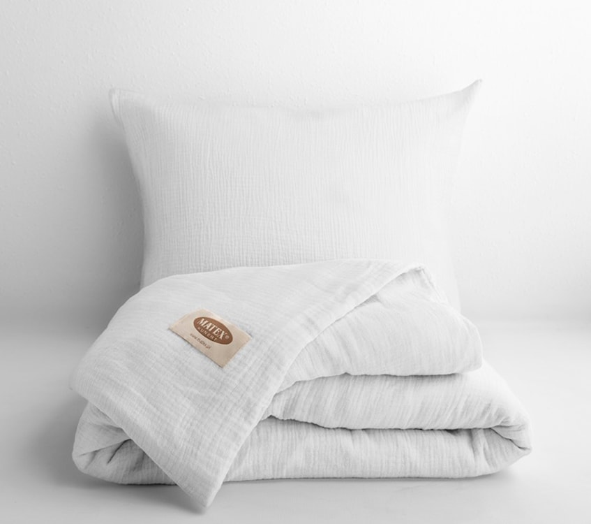 Komplet pościeli bawełnianej Muslin 200x160 cm z dwiema poszewkami na poduszkę 80x70 cm biała 