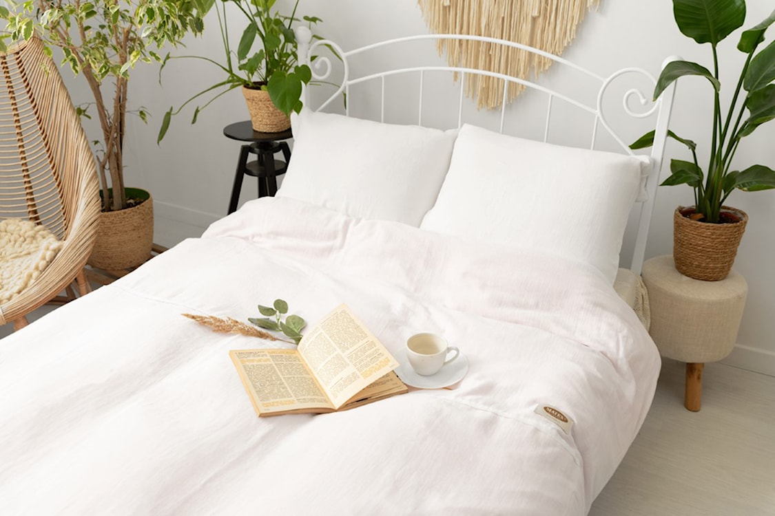 Komplet pościeli bawełnianej Muslin 200x160 cm z dwiema poszewkami na poduszkę 80x70 cm biała  - zdjęcie 2