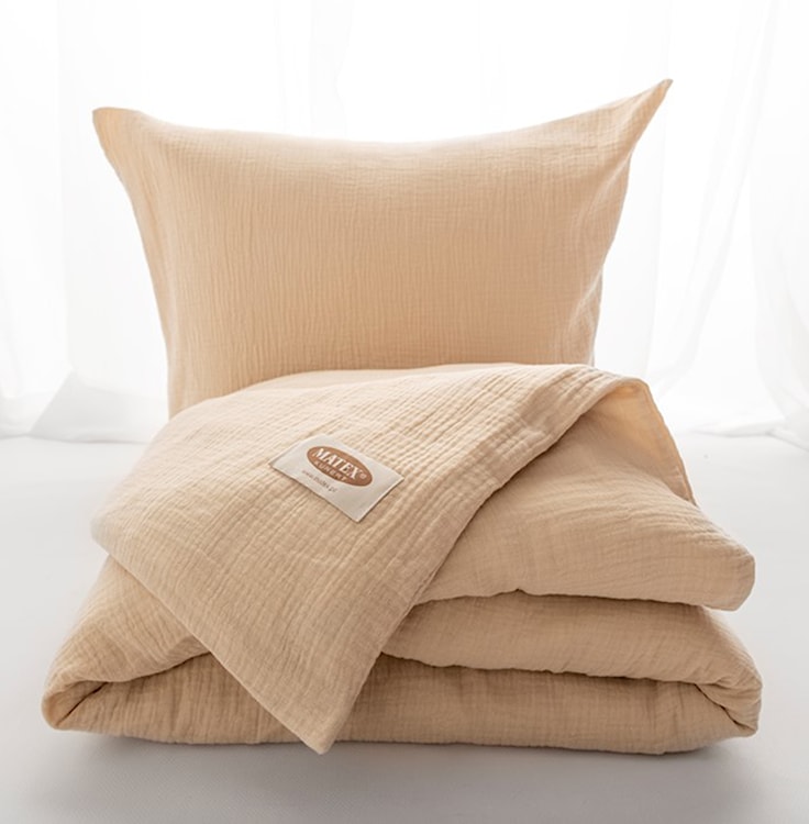 Komplet pościeli bawełnianej Muslin 200x160 cm z dwiema poszewkami na poduszkę 80x70 cm beżowa 