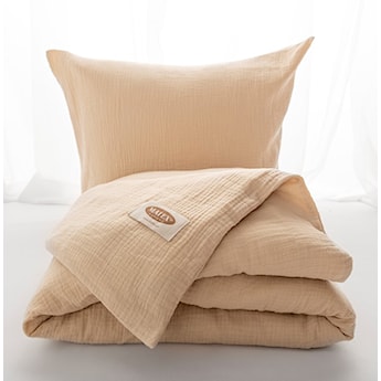 Komplet pościeli bawełnianej Muslin 200x160 cm z dwiema poszewkami na poduszkę 80x70 cm beżowa