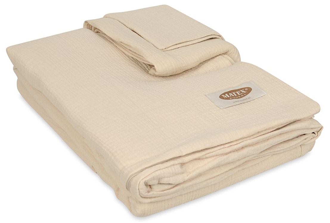 Komplet pościeli bawełnianej Muslin 200x160 cm z dwiema poszewkami na poduszkę 80x70 cm beżowa  - zdjęcie 5