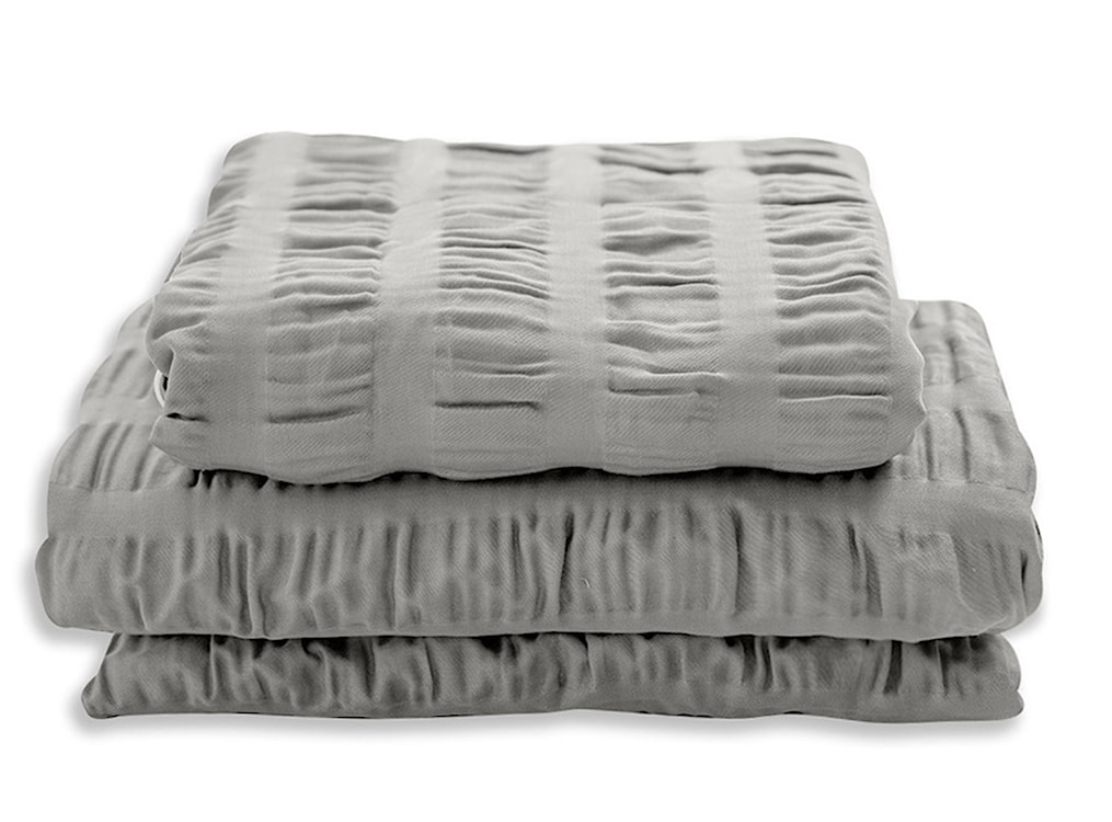 Pościel satynowa Dulaun gofrowana 200x160 cm z dwiema poszewkami na poduszkę 80x70 cm szara 