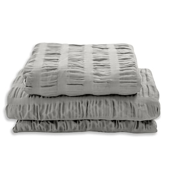 Pościel satynowa Dulaun gofrowana 200x160 cm z dwiema poszewkami na poduszkę 80x70 cm szara