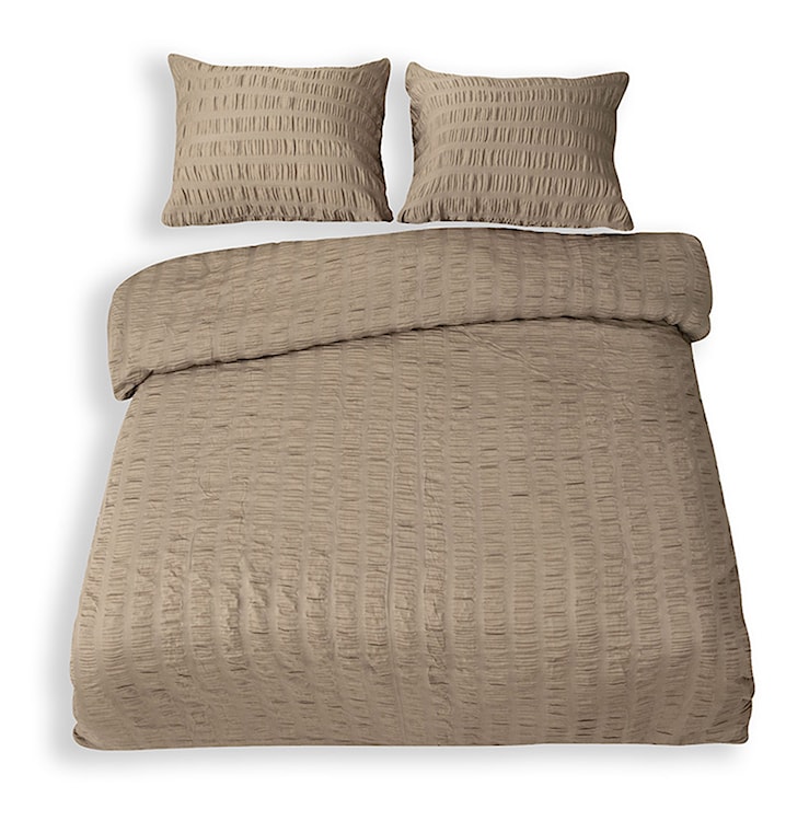 Pościel satynowa Dulaun gofrowana 200x160 cm z dwiema poszewkami na poduszkę 80x70 cm mokka  - zdjęcie 6