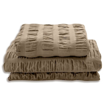 Pościel satynowa Dulaun gofrowana 200x160 cm z dwiema poszewkami na poduszkę 80x70 cm mokka