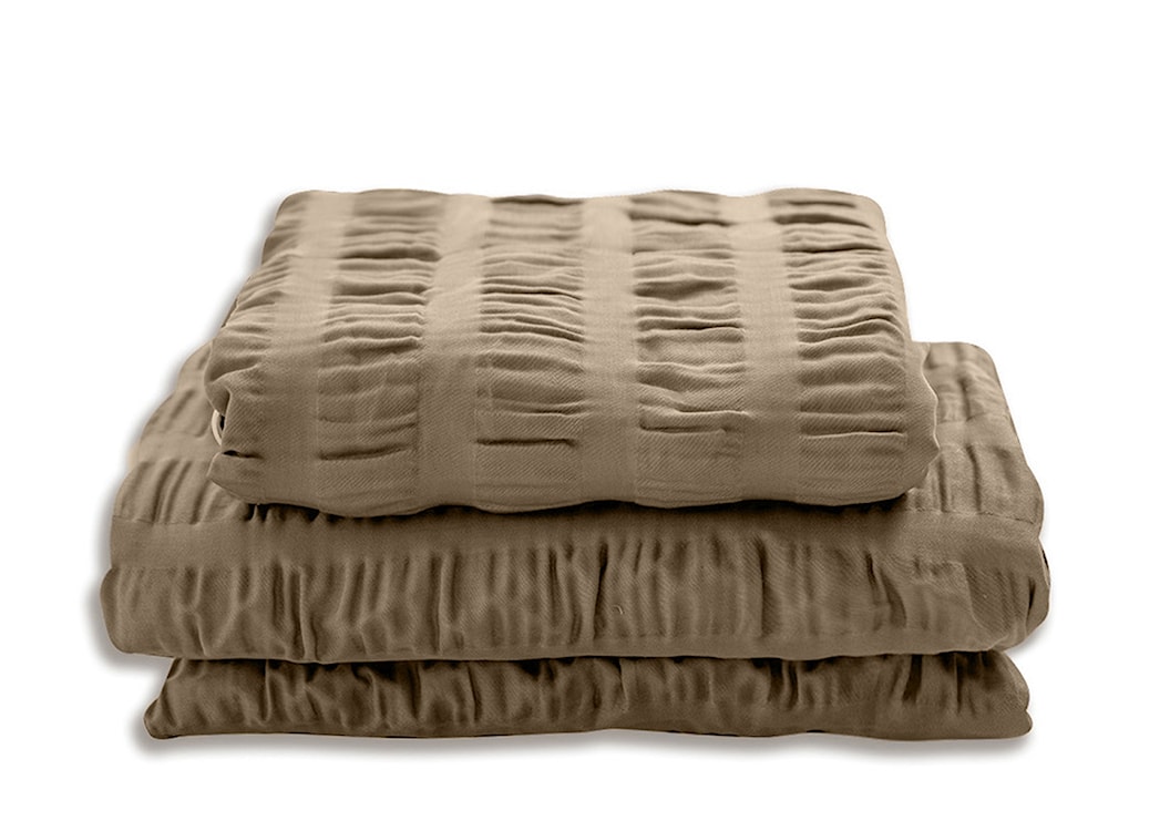 Pościel satynowa Dulaun gofrowana 220x200 cm z dwiema poszewkami na poduszkę 80x70 cm mokka 