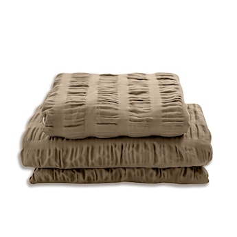 Pościel satynowa Dulaun gofrowana 220x200 cm z dwiema poszewkami na poduszkę 80x70 cm mokka