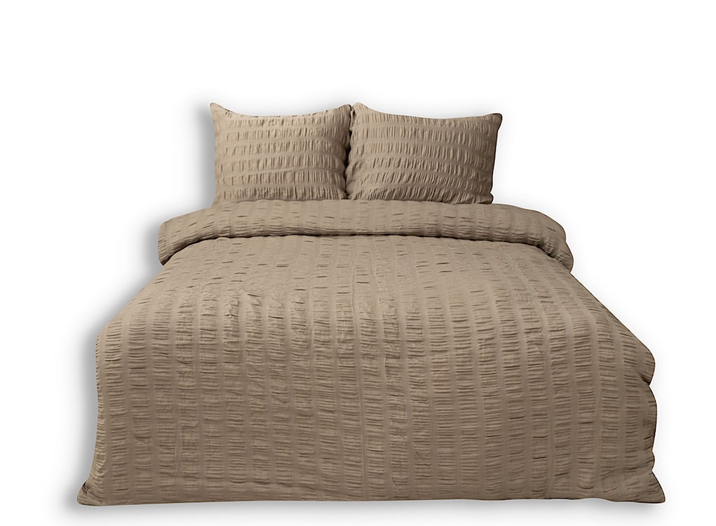 Pościel satynowa Dulaun gofrowana 220x200 cm z dwiema poszewkami na poduszkę 80x70 cm mokka  - zdjęcie 5