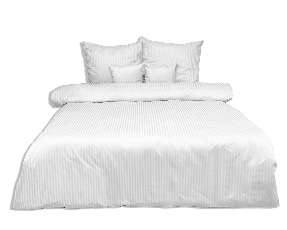 Pościel Damask w paski 200x160 cm z dwiema poszewkami na poduszkę 80x70 cm biała 