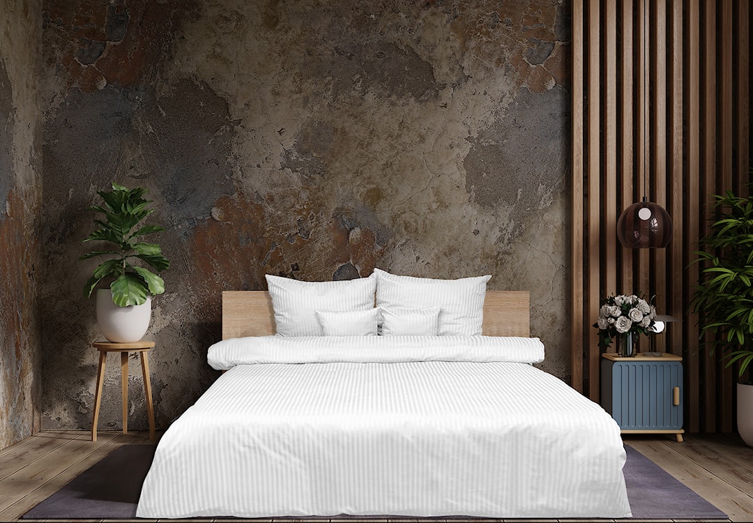 Pościel Damask w paski 200x160 cm z dwiema poszewkami na poduszkę 80x70 cm biała  - zdjęcie 6