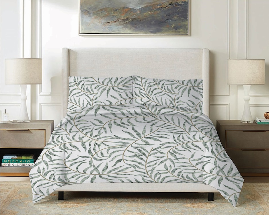 Pościel satynowa Exclusive tropikalne liście 220x200 cm z dwiema poszewkami na poduszkę 80x70 cm  - zdjęcie 2