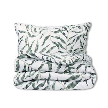 Pościel satynowa Exclusive tropikalne liście 220x200 cm z dwiema poszewkami na poduszkę 80x70 cm
