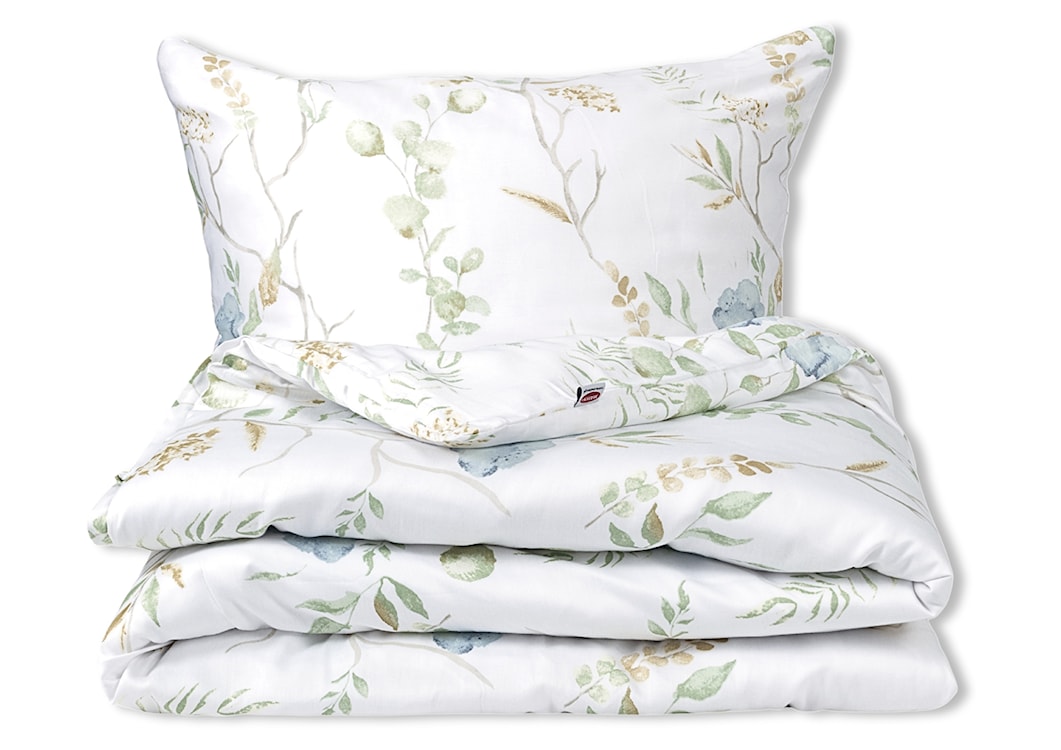 Pościel satynowa Exclusive łąka z niebieskimi kwiatami 220x200 cm z dwiema poszewkami na poduszkę 80x70 cm 