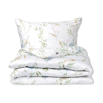 Pościel satynowa Exclusive łąka z niebieskimi kwiatami 200x140 cm z poszewką na poduszkę 90x70 cm