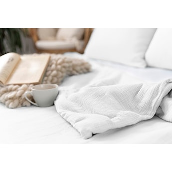 Komplet pościeli bawełnianej Muslin 200x140 cm z poszewką na poduszkę 80x70 cm biała