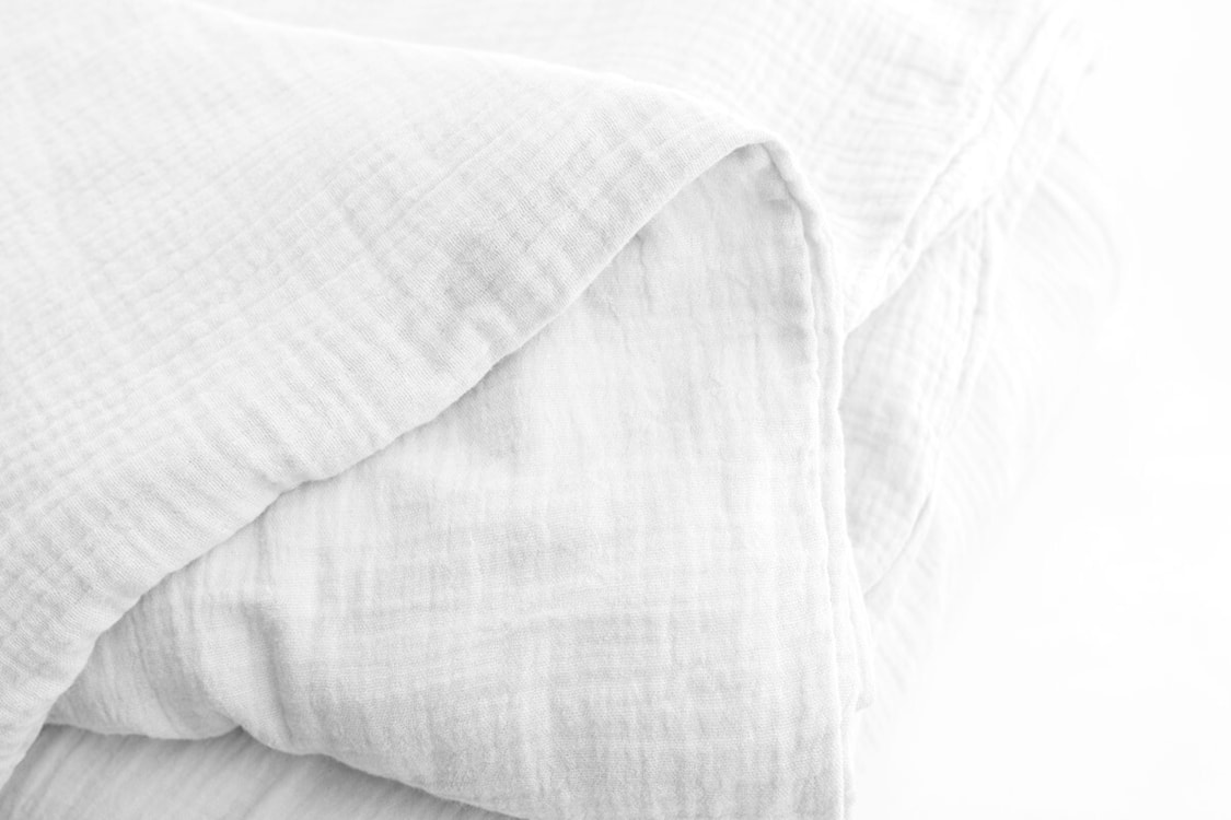 Komplet pościeli bawełnianej Muslin 200x140 cm z poszewką na poduszkę 80x70 cm biała  - zdjęcie 2