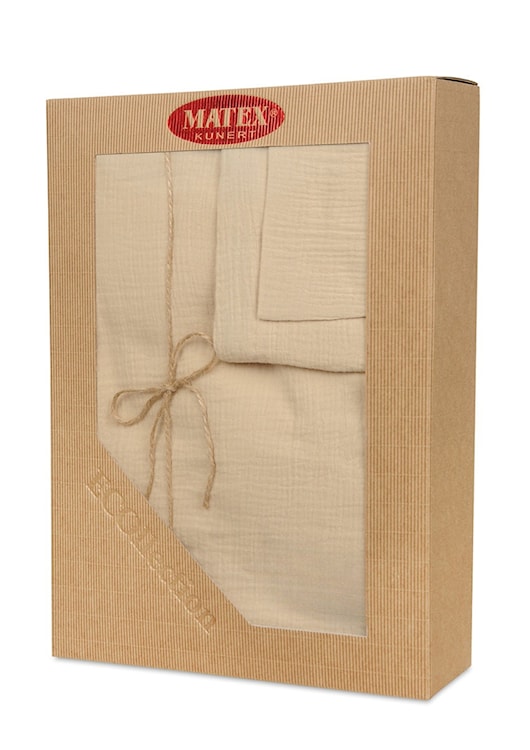 Komplet pościeli bawełnianej Muslin 200x140 cm z poszewką na poduszkę 80x70 cm beżowa  - zdjęcie 3