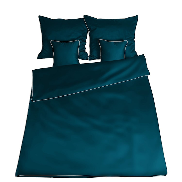 Pościel satynowa Gold Line 200x160 cm z dwiema poszewkami na poduszkę 80x70 cm turkusowa  - zdjęcie 5