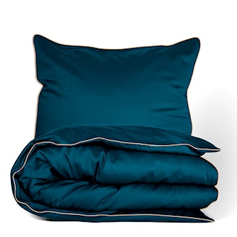 Pościel satynowa Gold Line 200x160 cm z dwiema poszewkami na poduszkę 80x70 cm turkusowa