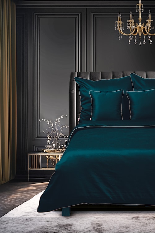 Pościel satynowa Gold Line 200x160 cm z dwiema poszewkami na poduszkę 80x70 cm turkusowa  - zdjęcie 2