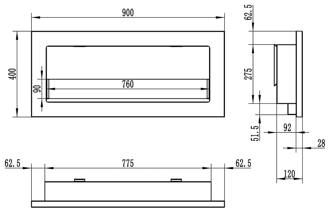 Biokominek Maltern 90x40 cm SLIM czarny strukturalny z certyfikatem TÜV  - zdjęcie 16