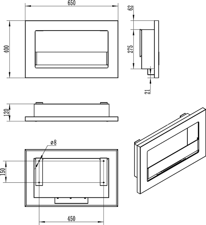 Biokominek Maltern 65x40 cm SLIM czarny strukturalny z certyfikatem TÜV  - zdjęcie 15