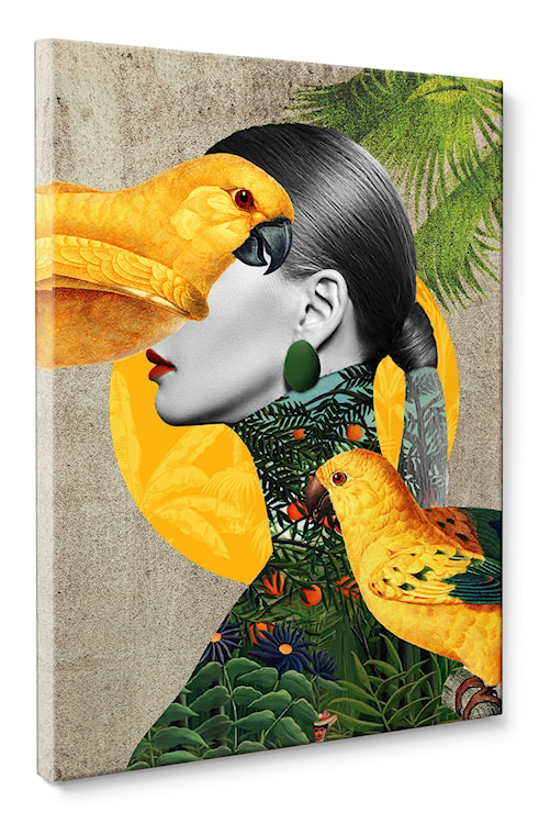 Obraz Parrot Girl 100x70 cm wielokolorowy 