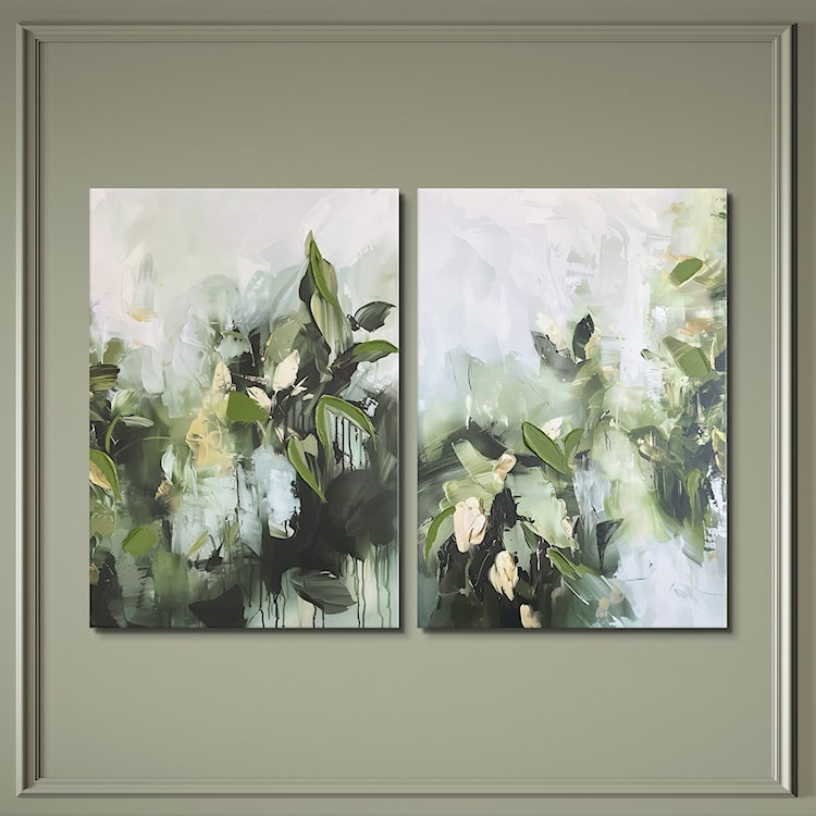 Zestaw dwóch obrazów Myrtle 70x50 cm z ręcznie malowanymi elementami  - zdjęcie 4