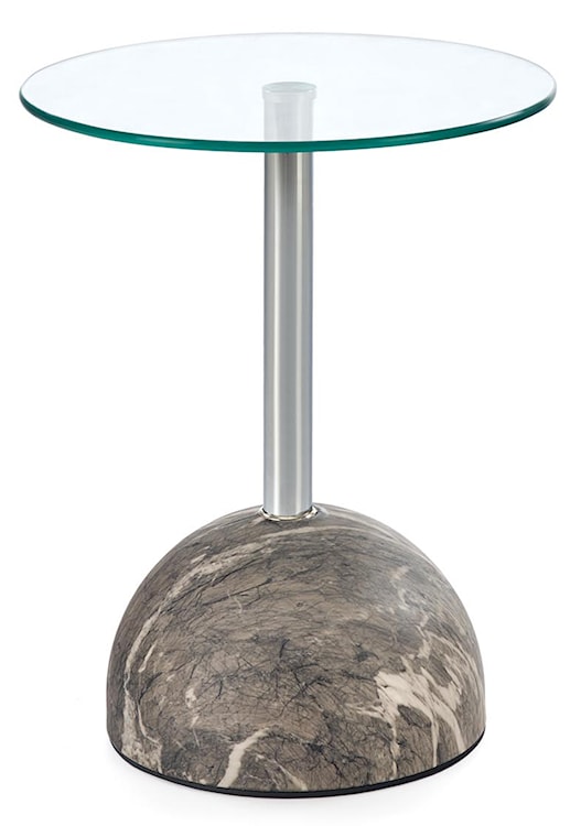 Stolik kawowy Calvane okrągły 40 cm transparentny/szary marmur 