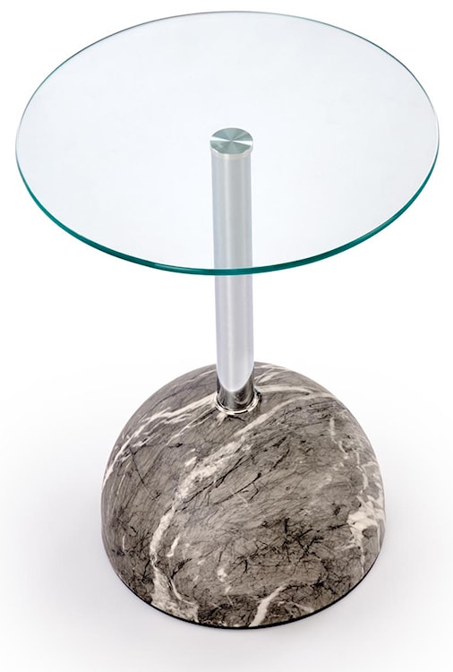 Stolik kawowy Calvane okrągły 40 cm transparentny/szary marmur  - zdjęcie 2