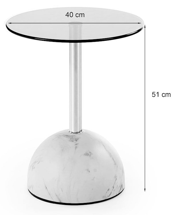 Stolik kawowy Calvane okrągły 40 cm transparentny/szary marmur  - zdjęcie 5