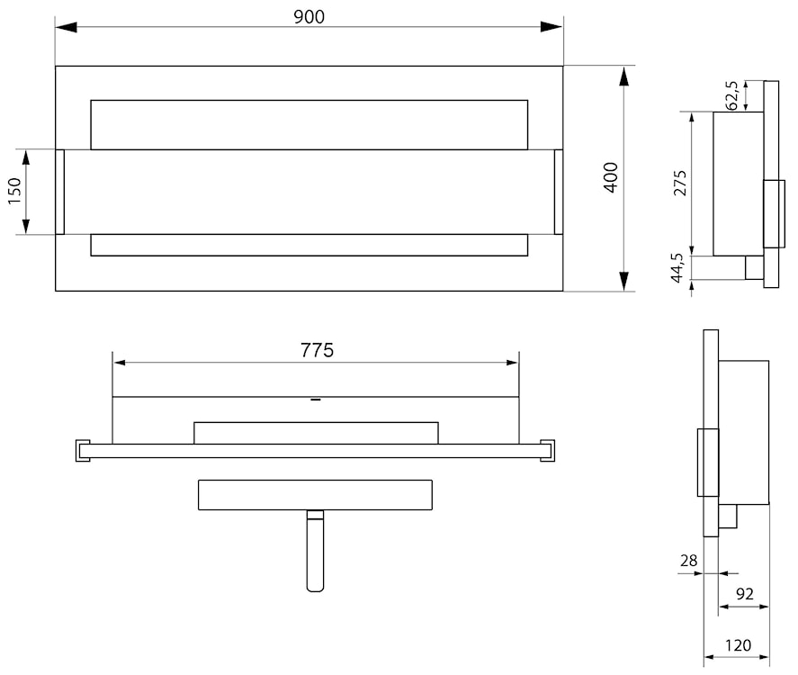 Biokominek Maltern 90x40 cm z szybą czarny strukturalny z certyfikatem TÜV  - zdjęcie 15