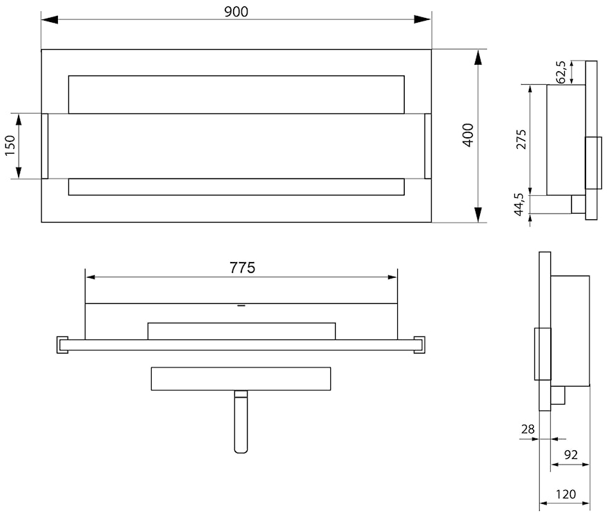 Biokominek Maltern 90x40 cm z szybą biały połysk z certyfikatem TÜV  - zdjęcie 12