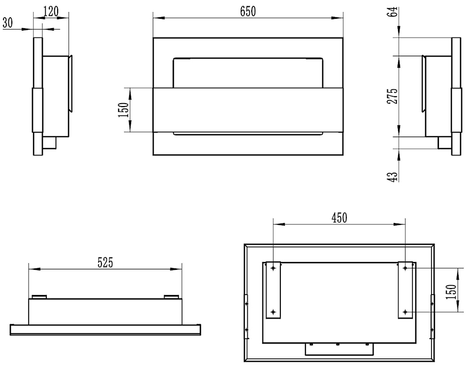 Biokominek Maltern 65x40 cm z szybą brąz strukturalny z certyfikatem TÜV  - zdjęcie 8