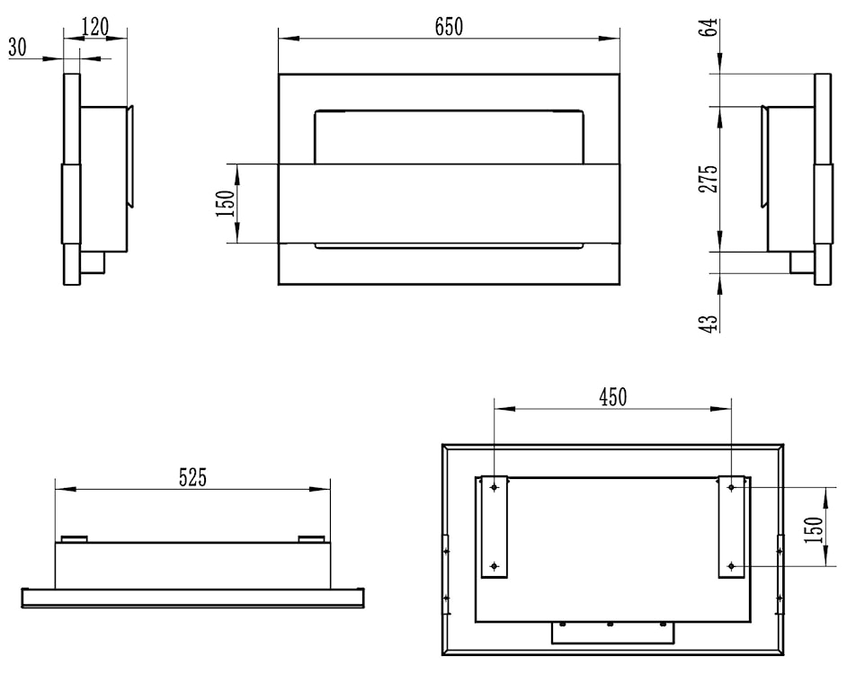 Biokominek Maltern 65x40 cm z szybą INOX srebrny z certyfikatem TÜV  - zdjęcie 7